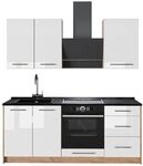 Vicco Singlek&uuml;che Fame-Line, Wei&szlig; Hochglanz/Goldkraft Eiche, 190 cm