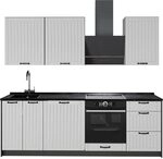 Vicco K&uuml;chenzeile Fame-Line, Wei&szlig; Landhaus/Anthrazit, 230 cm