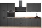Vicco K&uuml;chenzeile Fame-Line, Dunkelgrau/Goldkraft Eiche, 340 cm