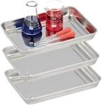 Relaxdays Instrumententablett, 3er Set, H x B x T: 2,5 x 21,5 x 15cm, Edelstahl