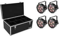 EUROLITE Set 4x LED SLS-6 TCL Spot + Case TDV-1 | 4x flacher Scheinwerfer mit 6...