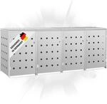 DELUKE 4er M&uuml;lltonnenbox SOGI Edelstahl | 276x115x77,5cm Silber 