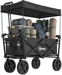 Outsunny Bollerwagen Faltbar Transportwagen mit Sonnendach 100 kg Schwarz