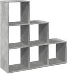 vidaXL Raumteiler-B&uuml;cherregal 3 Etagen Betongrau 99x29x99 cm