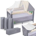 Moby-System Huxley 2-in-1 Reisebett & Laufstall Set mit Wickelauflage, 2...