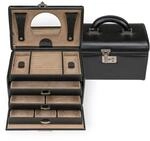 Windrose Schmuckkoffer beluga/schwarz (Leder)
