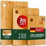 Blumtal Schneidebrett aus 100% Bambus 3er Set (XS, S, M) - Hackbrett mit Loch...