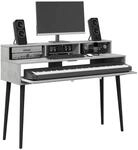 vidaXL Studiotisch Betongrau 110 x 42,5 x 36 cm Holzwerkstoff, Moderner...