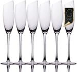 INTIRILIFE 6x Champagner Glas mit moderner Kante - 150 ml F&uuml;llmenge - Sekt...