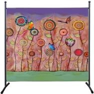 QUICK STAR Paravent Outdoor Wetterfest 180 x 178 cm Retro Flowers | Raumteiler