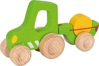 goki 55876 - Traktor mit Anh&auml;nger aus Holz, Robustes Fahrzeug mit beweglichen