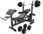 GORILLA SPORTS&reg; Hantelbank mit Gewichten, 40/70/100 kg, 170 cm Hantelstange