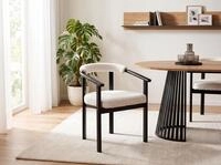 WFL GROUP 4er Set Esszimmerstuhl Kiro Wei&szlig; Boucle, Polsterstuhl mit schwarzem