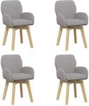 vidaXL Drehstuhl Esszimmer 4 STK. Boucl&eacute; Hellgrau 54 x 58 x 87 cm