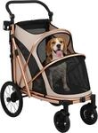 PawHut Hundewagen Faltbar Hundebuggy Mittelgro&szlig;e Hunde 20 kg Hellbraun