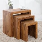 invicta INTERIOR Massives 3er-Set Beistelltische MAKASSAR Sheesham Stone Finish