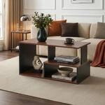[en.casa] Couchtisch Trond 80x40x42 cm Schwarz/Walnuss Beistelltisch mit 3