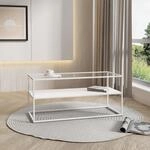 [en.casa] Couchtisch Solund Beistelltisch mit Glasplatte Metall Wei&szlig; matt