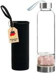 INTIRILIFE Trinkflasche Wasserflasche mit Heilsteinen mit schwarzer Tasche -