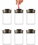 Vorratsglas Set 6x1300 ml Vakuum Glasbeh&auml;lter Luftdicht Edelstahl Deckel