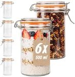 Relaxdays Einmachgl&auml;ser, 6er Set, 500 ml, transparent