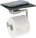 bremermann Bad-Serie Piazza - Toilettenpapierhalter mit Grauer Glasablage 2in1,