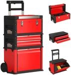 HOMCOM Werkstattwagen Werkzeugwagen inkl. Koffer, 3 Module, Stahl Rot