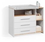 Livinity Wickelkommode Torino Wei&szlig;/Goldkraft Eiche
