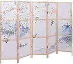 Mendler Paravent HWC-O70 170x227cm Holz - Flusslandschaft