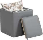 HOMCOM Sitzhocker mit Stauraum Hocker mit Deckel 40 x 40 x 40 cm Grau