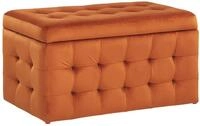 Hocker mit Stauraum Deckel Samt orange Bettbank Truhe Fu&szlig;hocker Modern Michigan