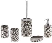 Elegantes Badezimmer-Zubeh&ouml;r 5-teilig aus Keramik in Silber Tirua