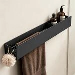 Mai & Mai Duschablage ohne Bohren mit Handtuchhalter, 60cm Schwarz Reglo-18
