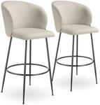 tectake&reg; Samt Hocker hoch, Barhocker mit Lehne, K&uuml;chenhocker, Barstuhl,...
