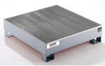 Auffangwanne aus Stahlblech - LxBxH 1200 x 1200 x 285 mm, mit Gitterrost -
