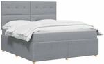 vidaXL LED Boxspringbett mit Matratze Hellgrau 160 x 200 cm Stoff |...