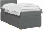 vidaXL Boxspringbett mit Matratze Dunkelgrau 90 x 190 cm Stoff