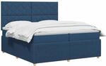 vidaXL Boxspringbett mit Matratze mit Kopfteil Blau 200 x 200 cm Stoff