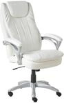 Beliani Chefsessel Kunstleder cremewei&szlig; gepolstert drehbar ergonomische Form...