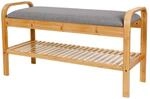 Lumaland Schuhregal aus Bambus mit Sitzbank + 1 Ebene - 90x50x30 cm Grau