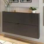 Flurschrank Schuhschrank 140cm in grau mit Eiche ideal f&uuml;r schmale Flure