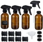Relaxdays Spr&uuml;hflasche Glas, 4er Set, 250ml, Nebel & Strahl, Wasserspr&uuml;her f&uuml;r