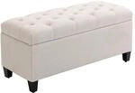 HOMCOM Sitzbank mit Stauraum Polsterbank 100 x 40 x 44 cm Cremewei&szlig;
