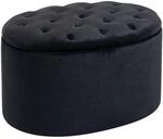 HOMCOM Sitzbank mit Stauraum Sitztruhe Ovale Form 71 x 52 x 42 cm Schwarz