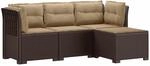 vidaXL 4-Sitzer Garten Sofa mit Kissen Rattan Look PP Braun