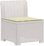 vidaXL 1-Sitzer Garten-Sofa mit Kissen Rattan-Look PP Wei&szlig;