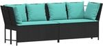 vidaXL Gartensofa mit Kissen Schwarz Poly Rattan