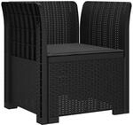 vidaXL 1-Sitzer Sessel mit Kissen Rattan-Look PP Anthrazit
