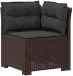 vidaXL 1-Sitzer Garten-Sofa mit Kissen Rattan-Look PP Braun
