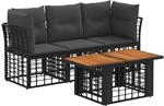 vidaXL Gartensofa-Set 4 STK. Schwarz und Dunkelgrau Poly-Rattan